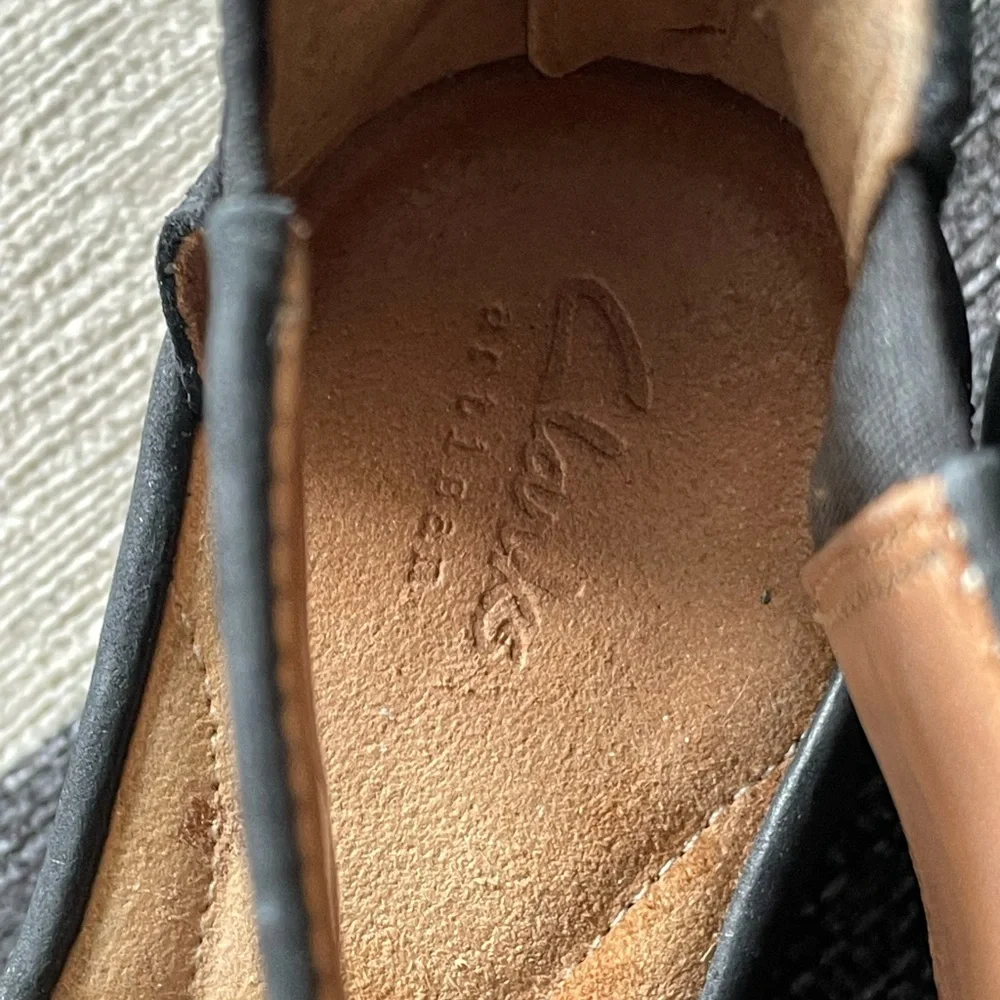 Clarks Black Wedge Sandals - Picture 5 of 6